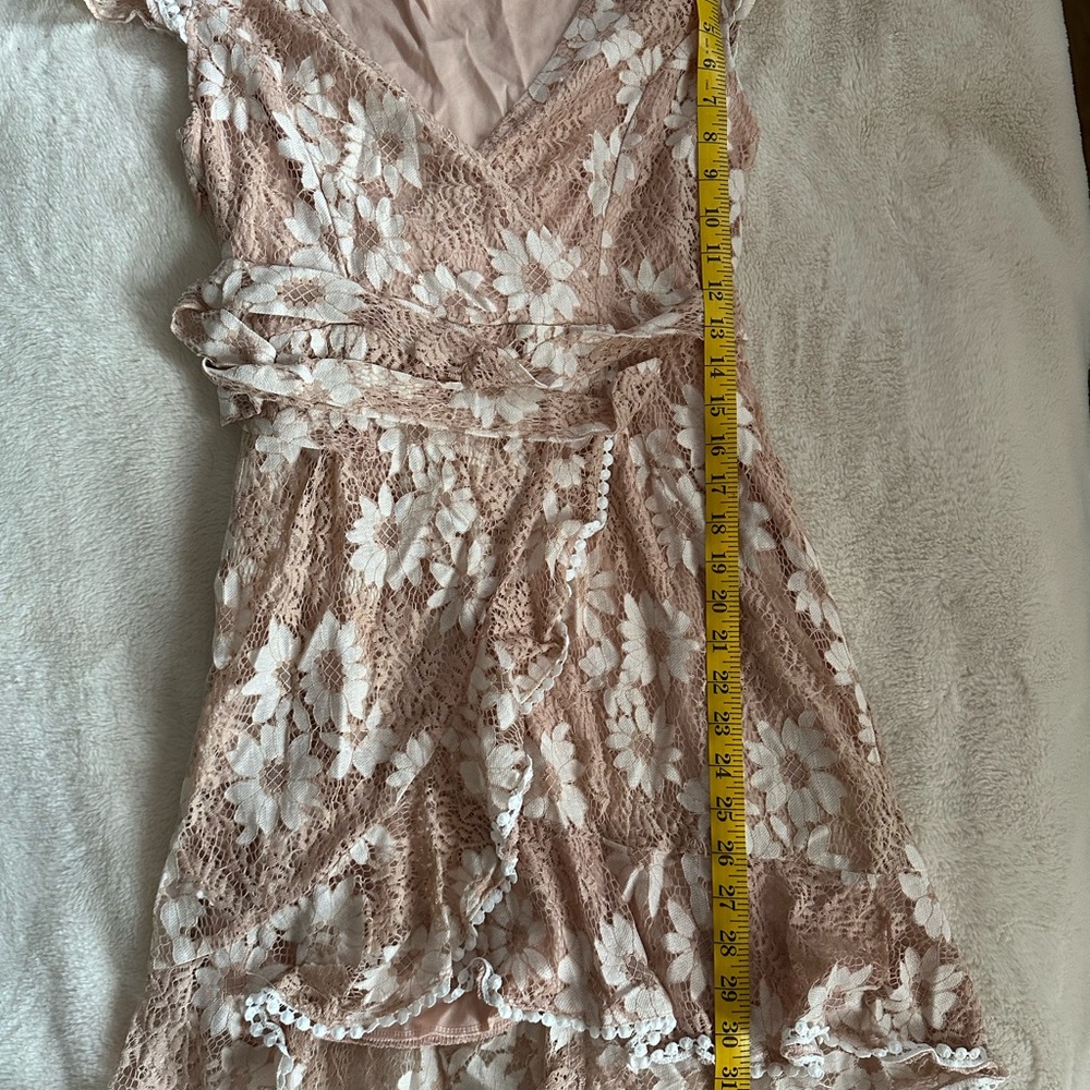 SHEIN Lace Floral Mini Dress in Pink and White